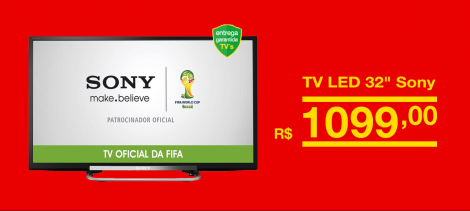 A Promoção está acabando, Corra!   TV Sony com Tela LED 32'' com Rádio FM, entradas USB e HDMI por R$1.099 em até 10x sem juros!